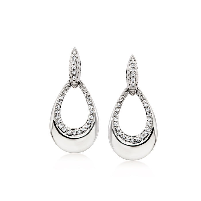Sterling silver diamond teardrop drop earrings