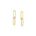 14kt yellow gold paper clip link drop earrings with long oval drop links