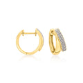 Gold double-hoop earrings with pave accents and hinged clasp