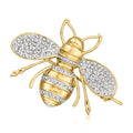 18kt gold over sterling diamond bee pin with pave wings and striped body