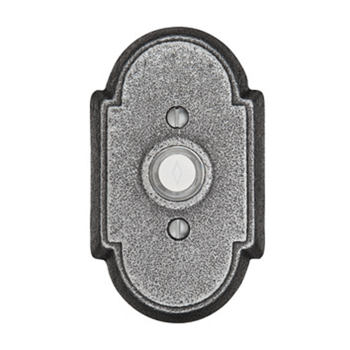 Antique Hardware 4 3/8 Inch Wrought Steel Doorbell Button with Arched Rosette Door Bells & Chimes