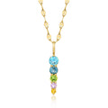 Gold over sterling pendant necklace with stacked round gemstone accents in blue, green, purple, yellow