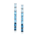 Sterling silver ombre blue topaz drop earrings, baguette stone vertical design