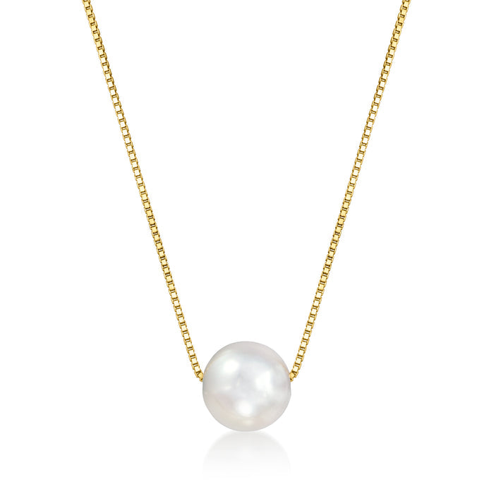 5–5.5mm cultured pearl necklace with white pearl and 14kt yellow gold chain