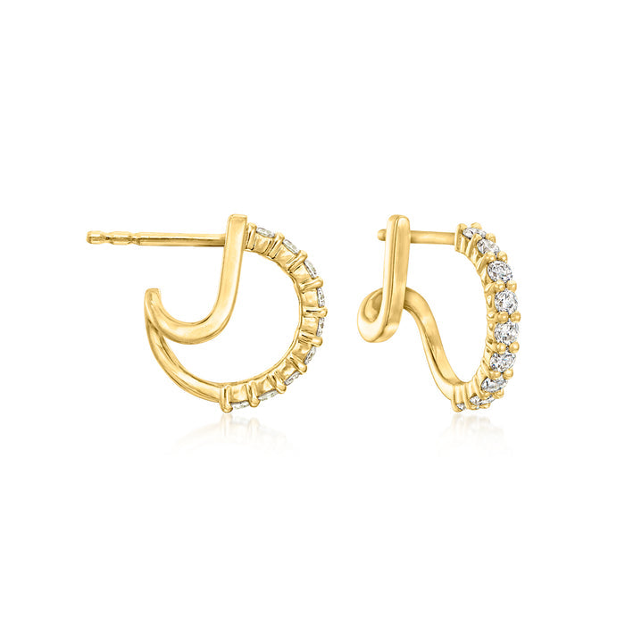Lab-grown diamond double-hoop earrings in 18kt gold over sterling, pair