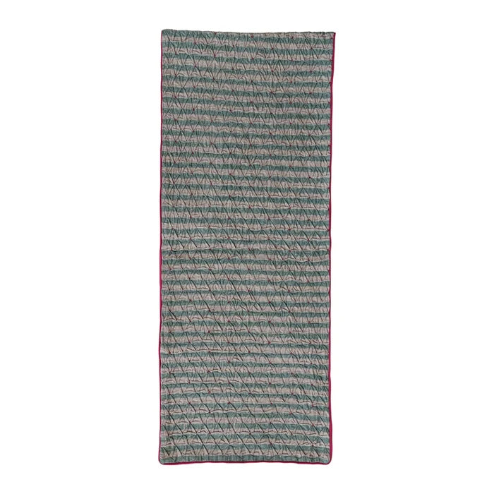 72X14 WOVEN SMOCKED TABLE RUNNER BEADS/VELVET PIPING