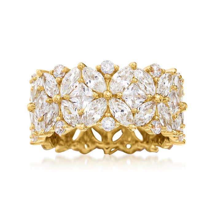 7.30 ct. t.w. Multi-Cut CZ Floral Eternity Band in 18kt Gold Over Sterling