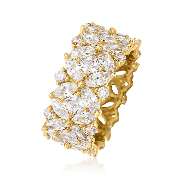 7.30 ct. t.w. Multi-Cut CZ Floral Eternity Band in 18kt Gold Over Sterling