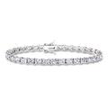 Sterling silver baguette CZ tennis bracelet with rectangular clear stones
