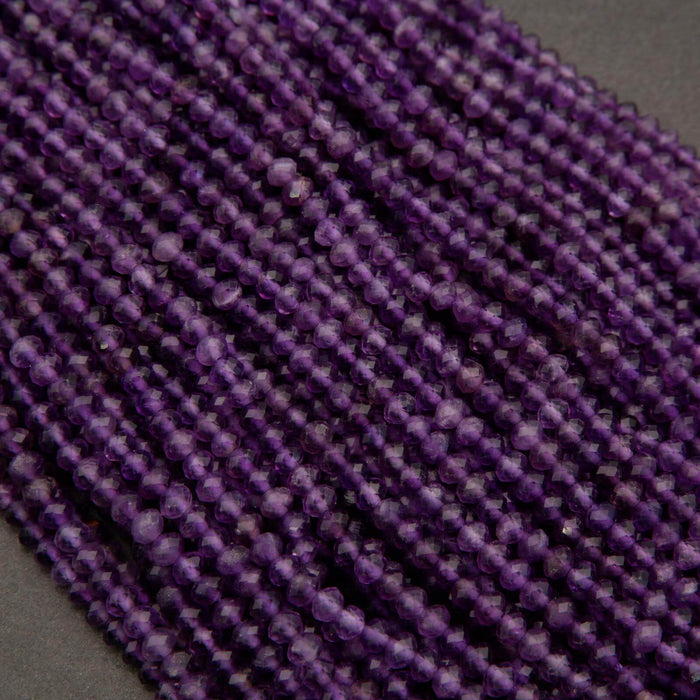 Amethyst A · Microfaceted · Rondelle · 3x4mm, Tejas Beads, Beads
