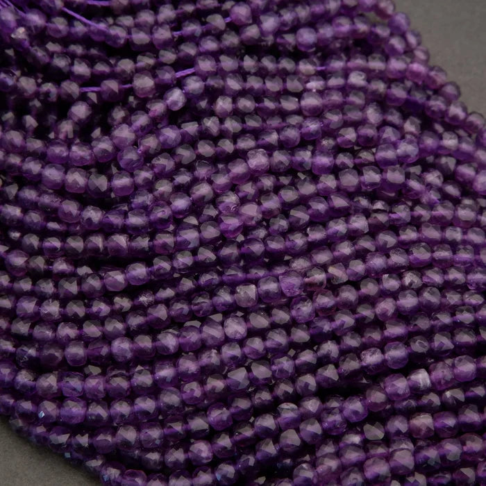 Amethyst · Microfaceted · Cube · 4mm, Tejas Beads, Beads