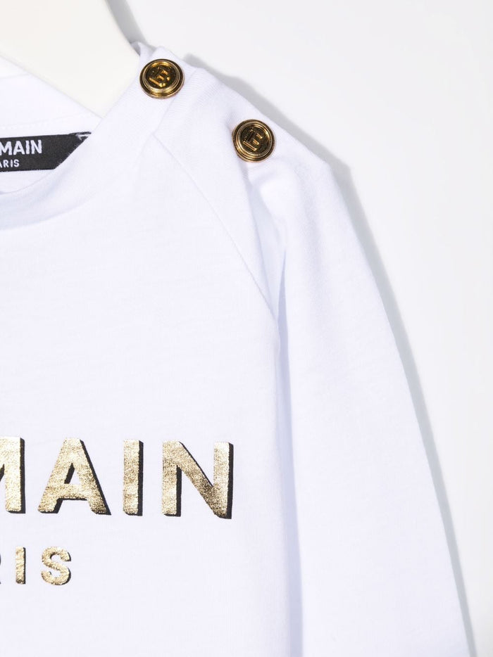 BALMAIN BABY Logo-print cotton T-shirt White - MAISONDEFASHION.COM