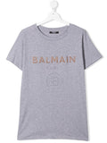 BALMAIN KIDS Logo print T-shirt Grey - MAISONDEFASHION.COM