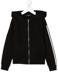 BALMAIN KIDS Side-logo zipped hoodie Black - MAISONDEFASHION.COM