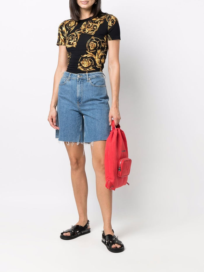 VERSACE Baroque Print T-Shirt Black - MAISONDEFASHION.COM