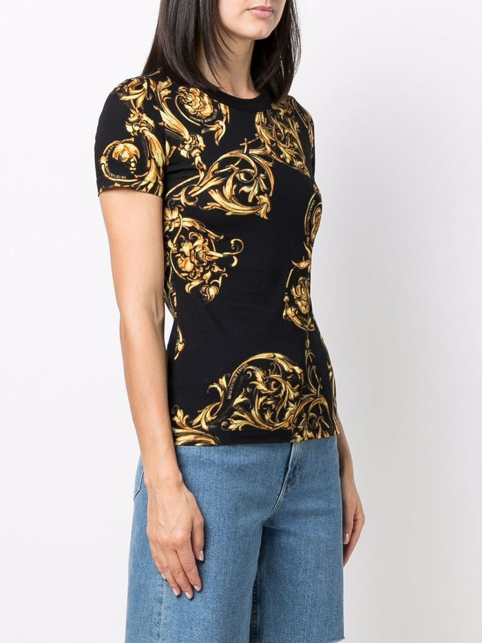 VERSACE Baroque Print T-Shirt Black - MAISONDEFASHION.COM