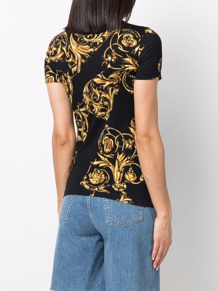 VERSACE Baroque Print T-Shirt Black - MAISONDEFASHION.COM