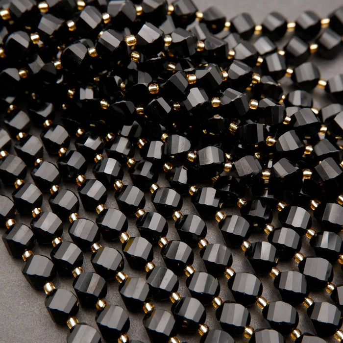 Black Onyx · Faceted · Spiral Sphere · 8mm, 10mm, Tejas Beads, Beads