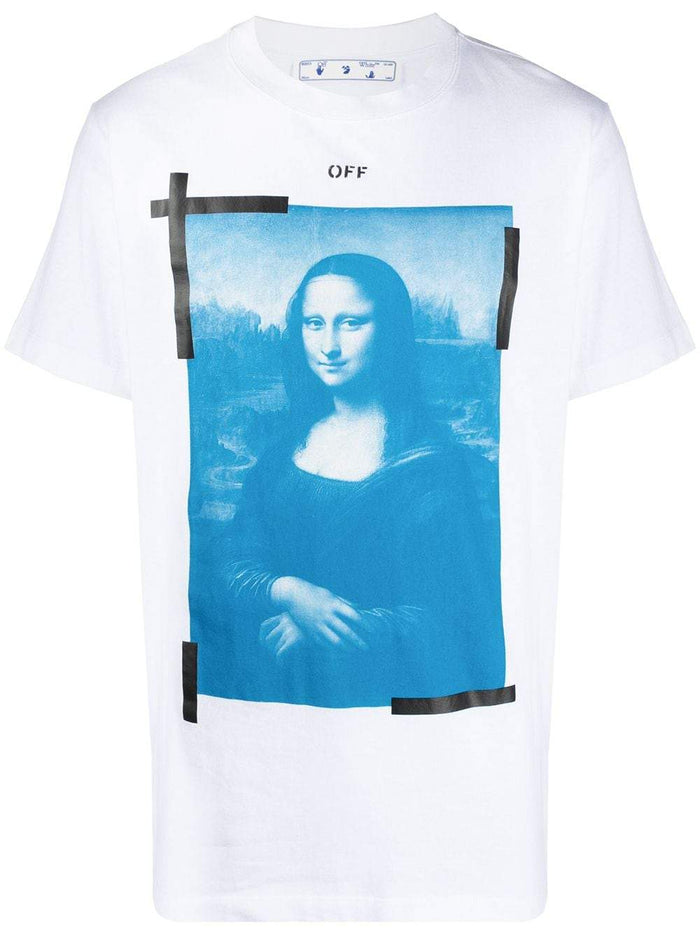 OFF-WHITE Blue Mona Lisa Print T-shirt White - Maison De Fashion