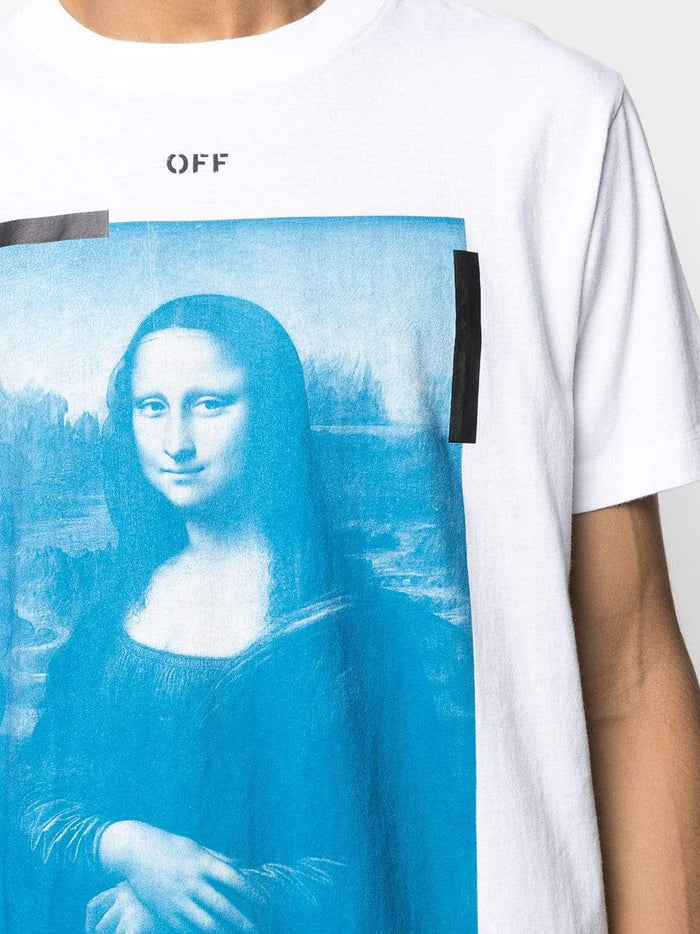 OFF-WHITE Blue Mona Lisa Print T-shirt White - Maison De Fashion