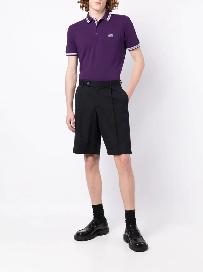 BOSS Embroidered-logo polo shirt Purple - MAISONDEFASHION.COM