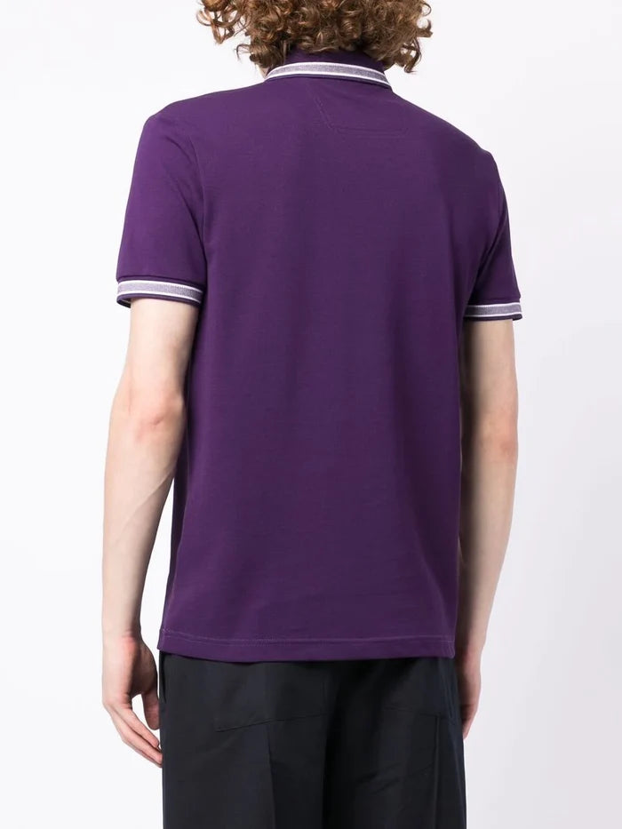 BOSS Embroidered-logo polo shirt Purple - MAISONDEFASHION.COM