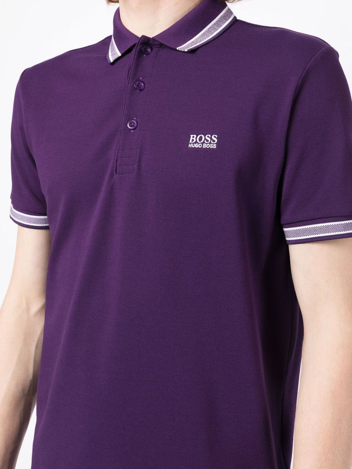 BOSS Embroidered-logo polo shirt Purple - MAISONDEFASHION.COM