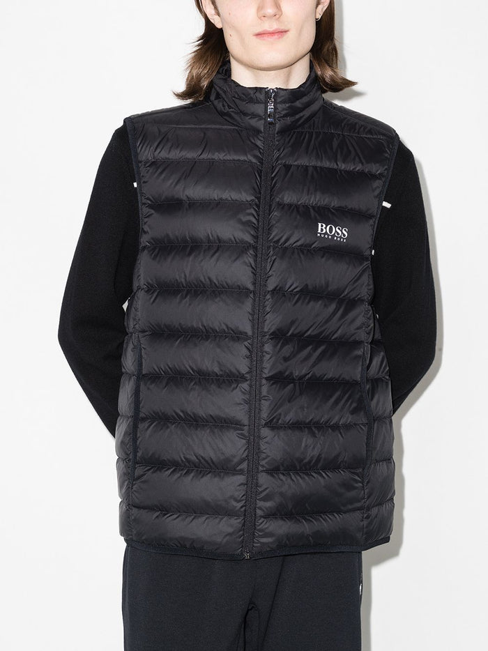 BOSS Logo Padded Gilet Black - MAISONDEFASHION.COM