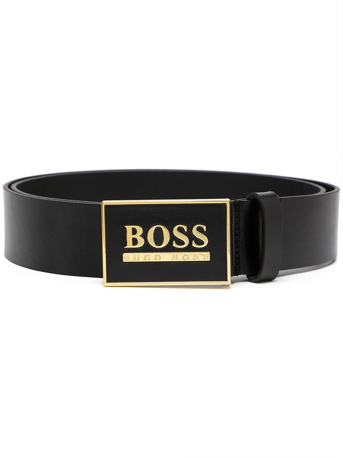 BOSS  Grained logo buckle belt Black - MAISONDEFASHION.COM