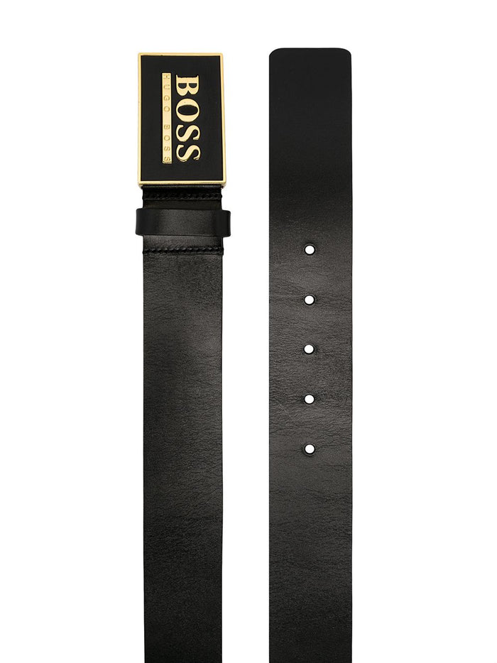BOSS  Grained logo buckle belt Black - MAISONDEFASHION.COM