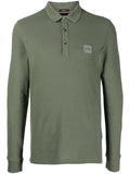 BOSS Logo-patch cotton-blend polo shirt Green - MAISONDEFASHION.COM