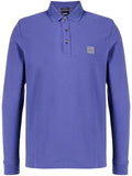BOSS Logo Patch Long Sleeve Polo Shirt Purple - MAISONDEFASHION.COM