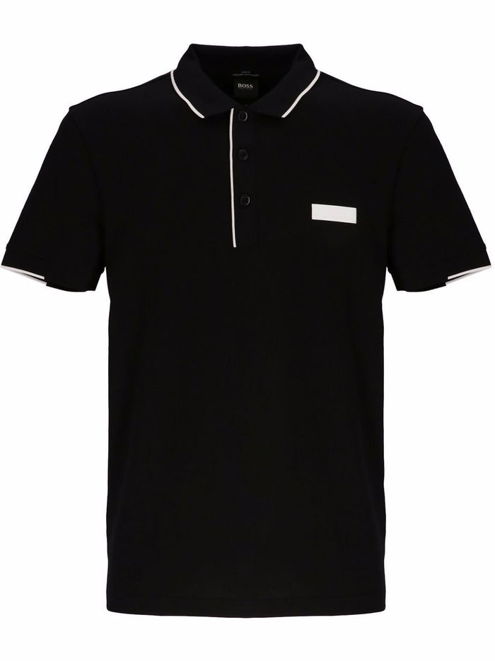 BOSS Logo-patch polo shirt Black - MAISONDEFASHION.COM