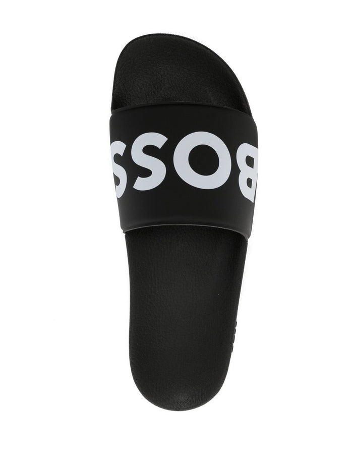 BOSS Logo-print pool slides Black - MAISONDEFASHION.COM