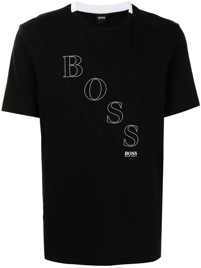 BOSS Multiple Logo T-Shirt Black - MAISONDEFASHION.COM