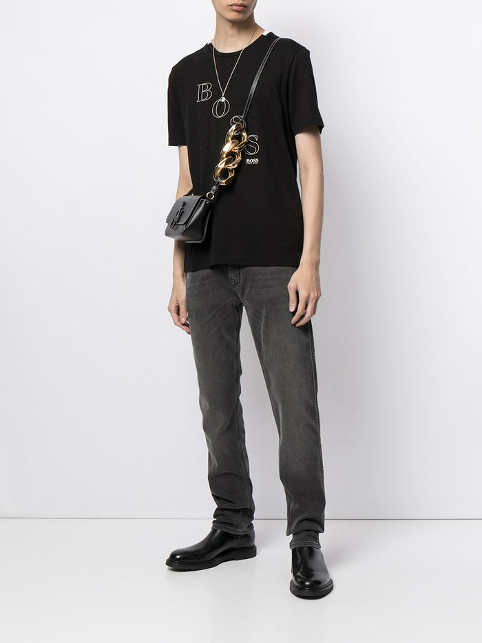 BOSS Multiple Logo T-Shirt Black - MAISONDEFASHION.COM