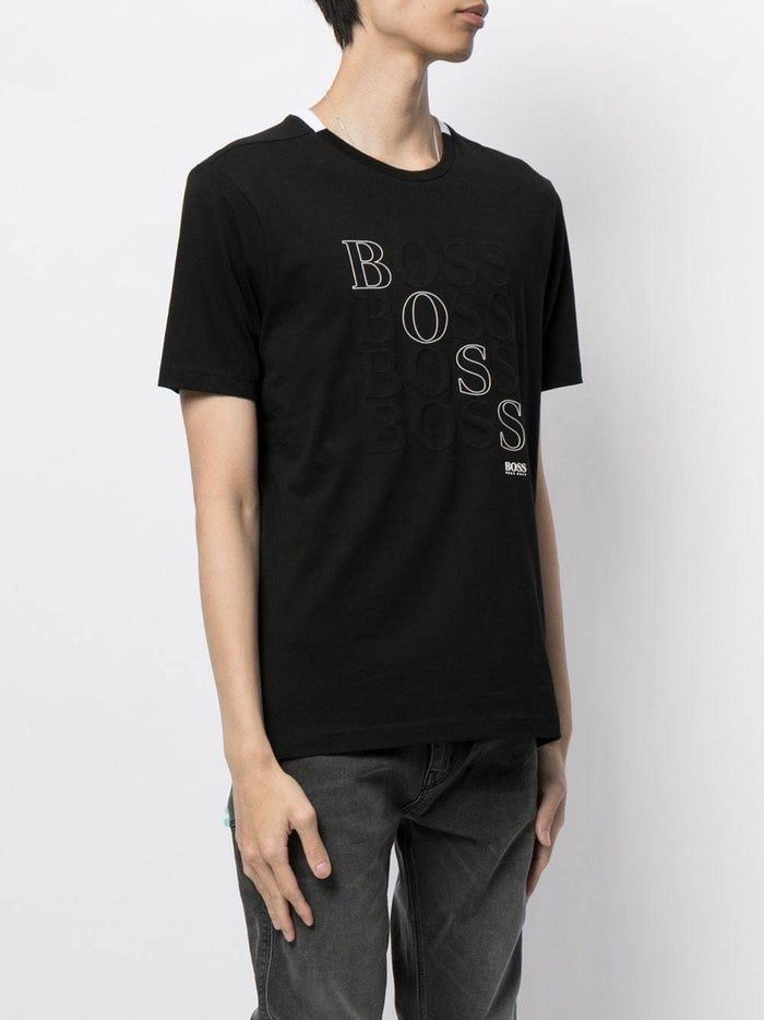 BOSS Multiple Logo T-Shirt Black - MAISONDEFASHION.COM