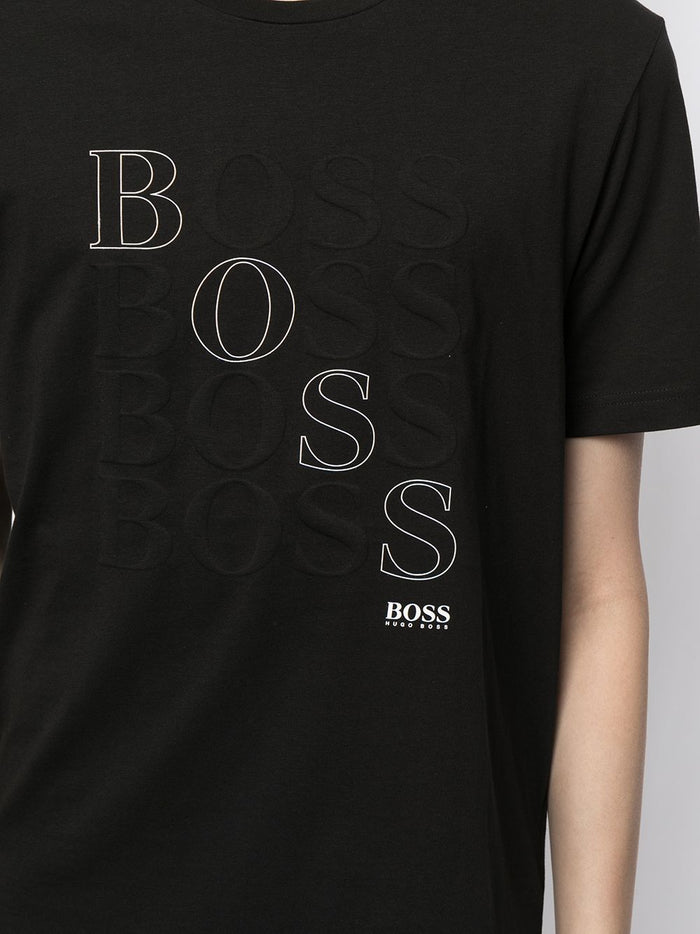 BOSS Multiple Logo T-Shirt Black - MAISONDEFASHION.COM