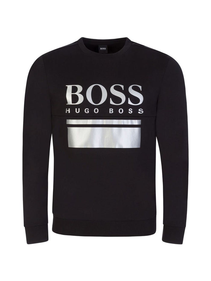 BOSS Salbo Logo Sweatshirt Black - MAISONDEFASHION.COM