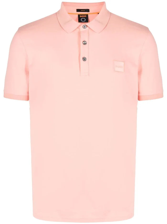 BOSS Short-Sleeved Slim FIt Polo Shirt Pastel Red - MAISONDEFASHION.COM