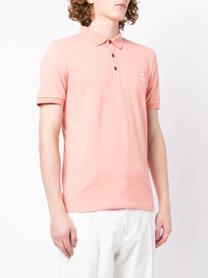BOSS Short-Sleeved Slim FIt Polo Shirt Pastel Red - MAISONDEFASHION.COM