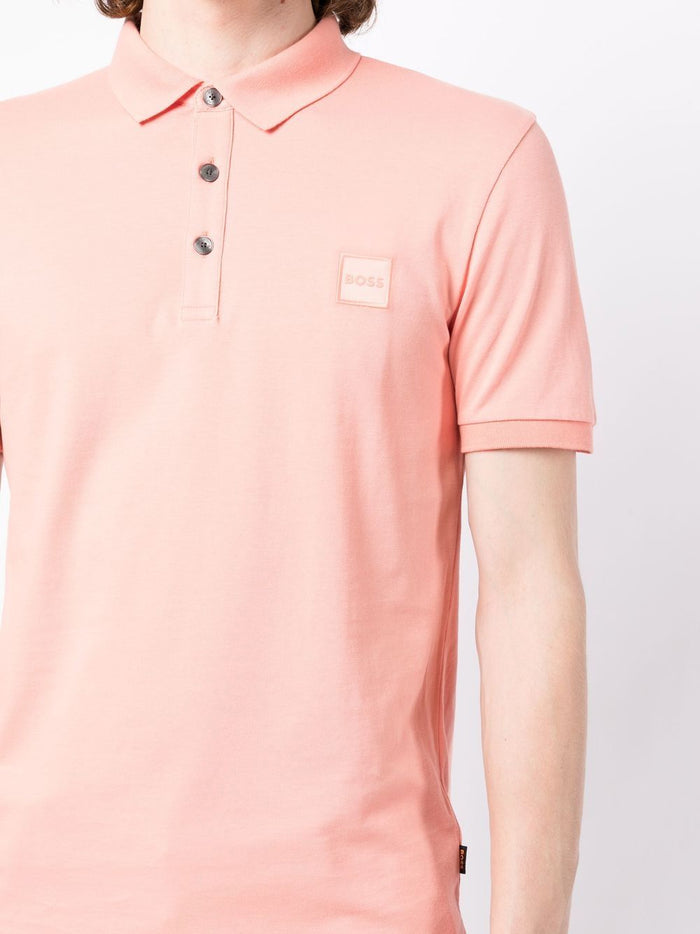 BOSS Short-Sleeved Slim FIt Polo Shirt Pastel Red - MAISONDEFASHION.COM
