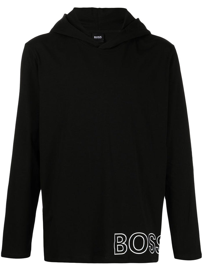 BOSS Thin hooded sweatshirt Black - MAISONDEFASHION.COM