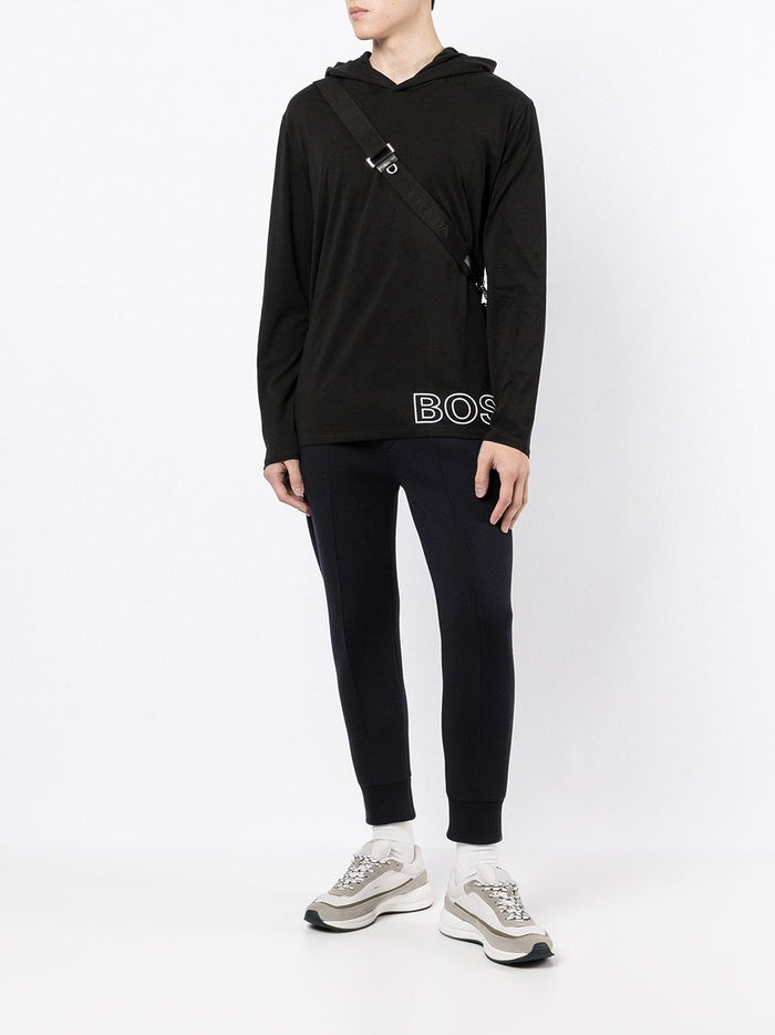 BOSS Thin hooded sweatshirt Black - MAISONDEFASHION.COM