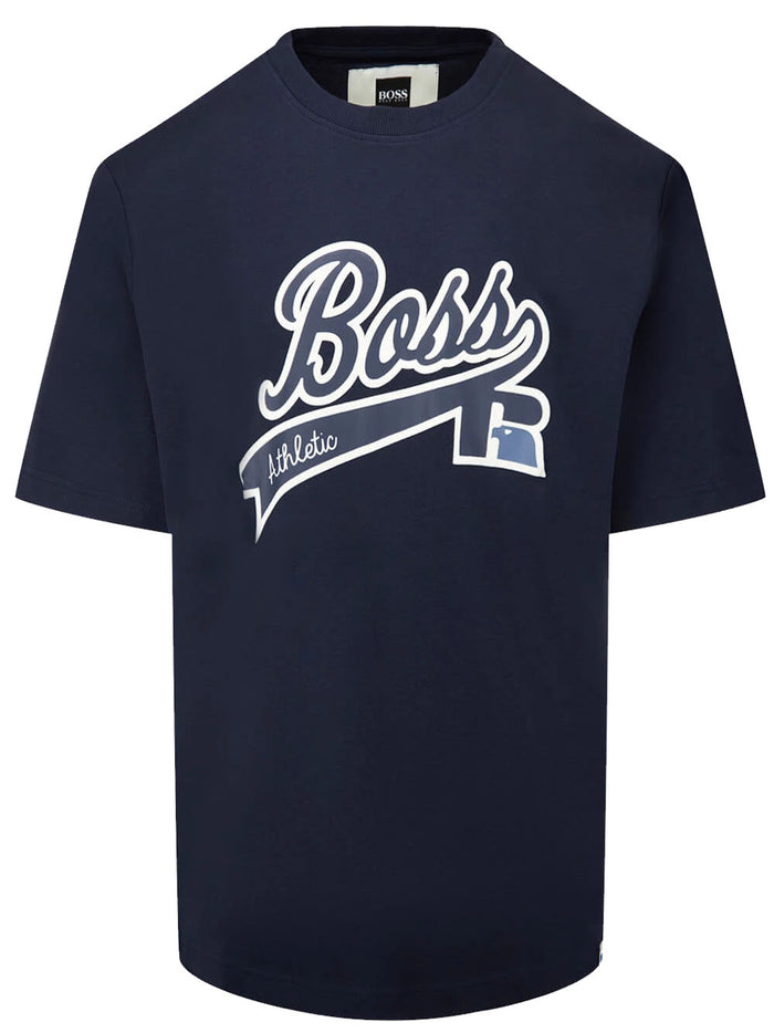 BOSS X RUSSELL ATHLETIC College Logo T-Shirt Navy - MAISONDEFASHION.COM