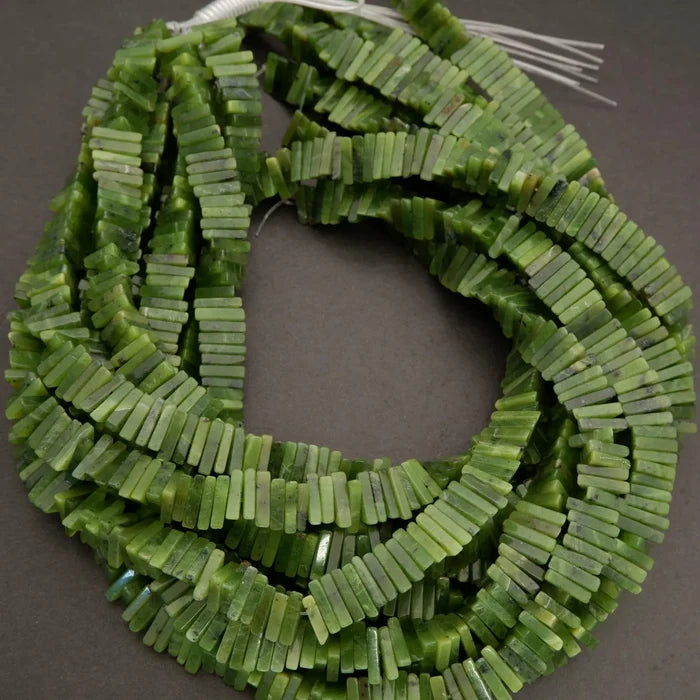 Canadian Green Jade · Smooth · Heishi Triangle · 11mm to 12mm, Tejas Beads, Beads