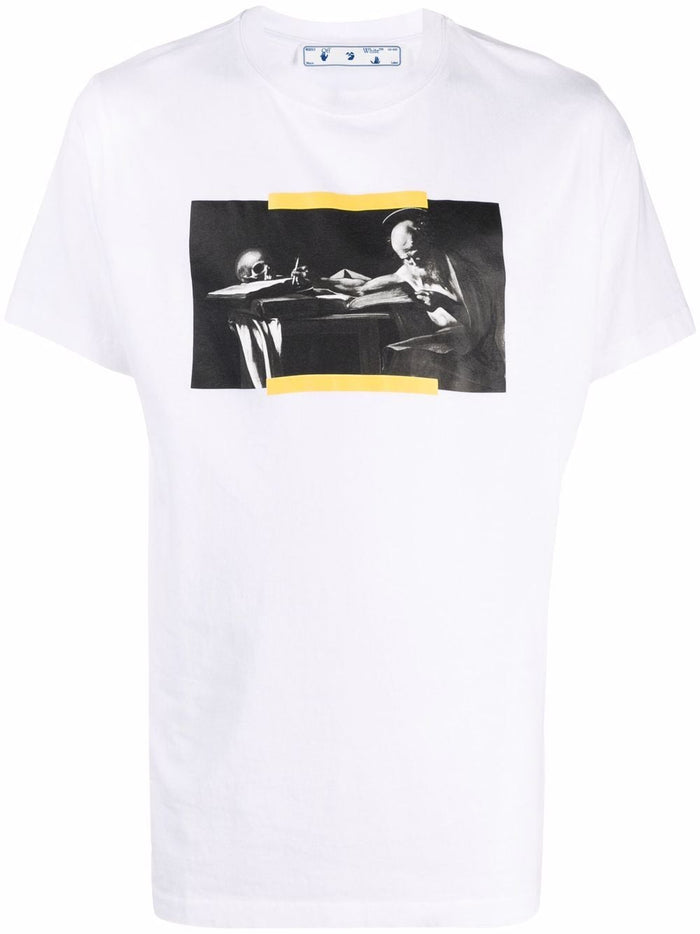 OFF-WHITE Caravaggio Slim T-Shirt White - MAISONDEFASHION.COM
