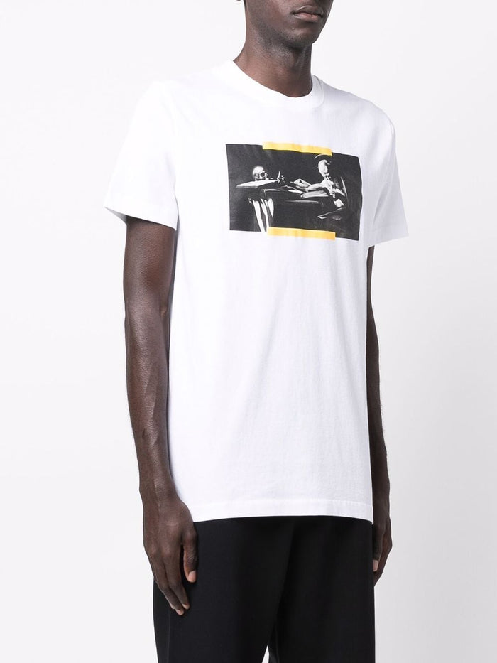OFF-WHITE Caravaggio Slim T-Shirt White - MAISONDEFASHION.COM