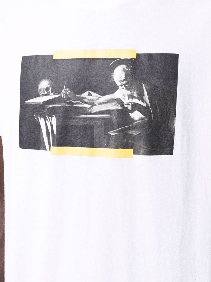 OFF-WHITE Caravaggio Slim T-Shirt White - MAISONDEFASHION.COM