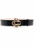 CASABLANCA WOMEN CC Logo Buckle Belt Black - MAISONDEFASHION.COM
